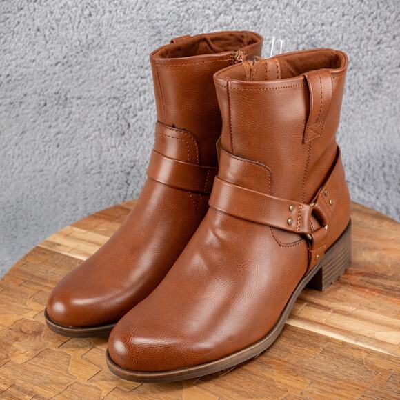 FRYE & CO Elodie Harness Ankle Boots Moto Brush Brown Women's 6.5 M - Picture 4 of 7